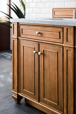 Bristol 72" Double Vanity Bright White, Saddle Brown, Eternal Jasmine Pearl, Three-Hole
