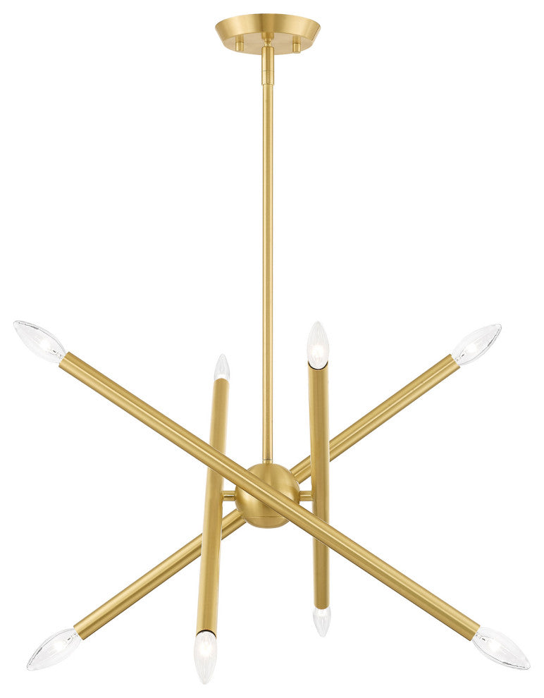 Soho Eight Light Chandelier, Satin Brass