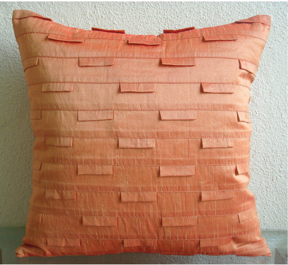 Orange Accent Pillows Art Silk 20"x20" Toss Pillow Covers, Orange Ocean