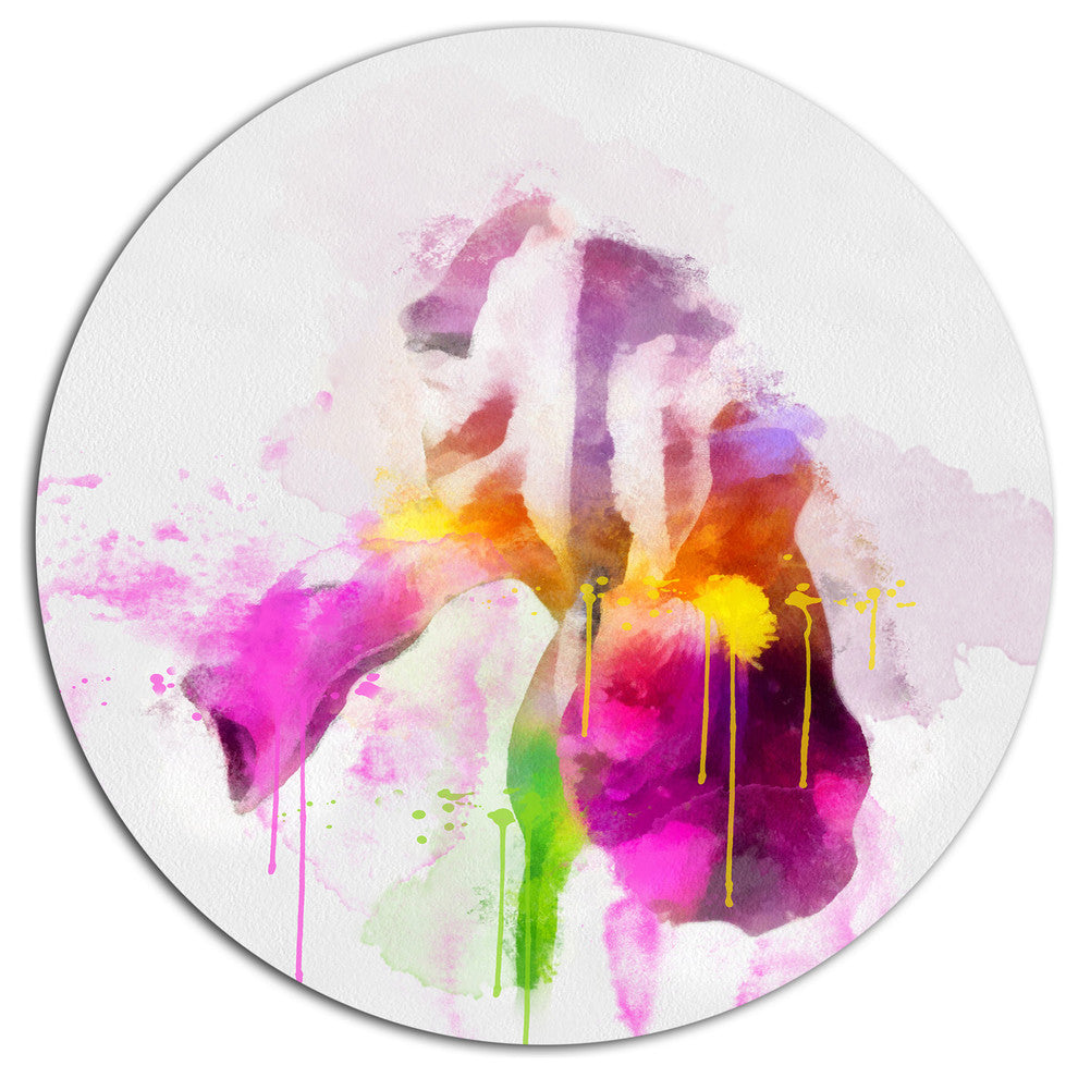 Purple Rose Illustration Watercolor, Modern Floral Round Wall Art, 11"