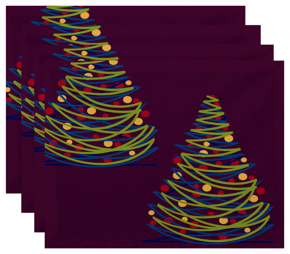Decorative Holiday Placemat, Set of 4 Geometric, Purple