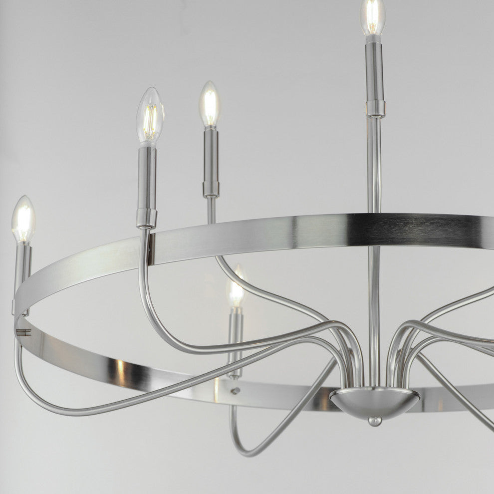 Maxim 14499 Frankie 9 Light 40"W Taper Candle Style Chandelier - Satin Nickel