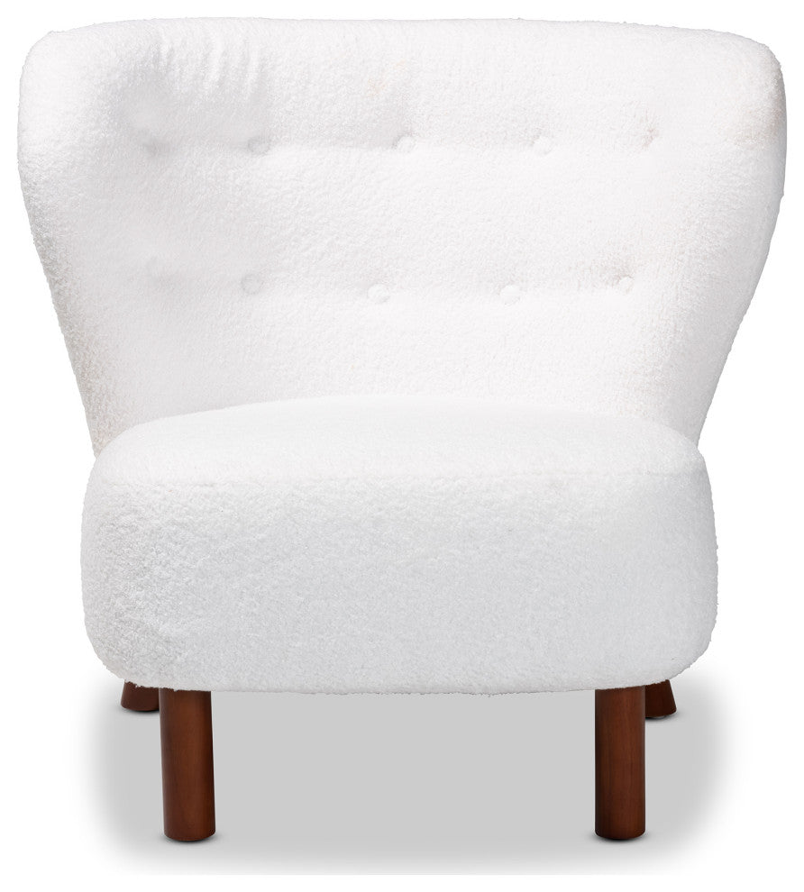 Clemons Contemporary White Boucle Upholstered Accent Chair