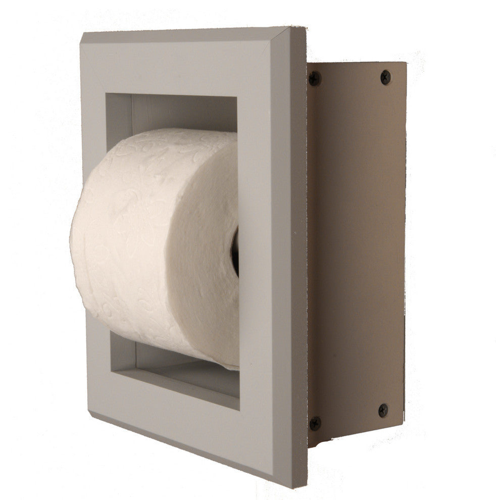 Tampa Recessed Solid Wood Toilet Paper Holder 7 x 8.5, Primed Gray