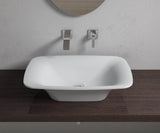 Polystone Rectangular Vessel Bathroom Sink, Matte White, No Faucet