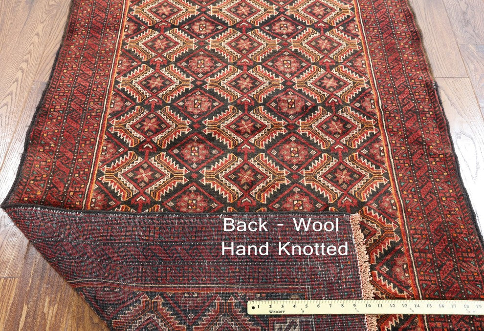 Traditional Perisan Oriental Balouch Wool On Wool Area Rug 4'x7, W2308