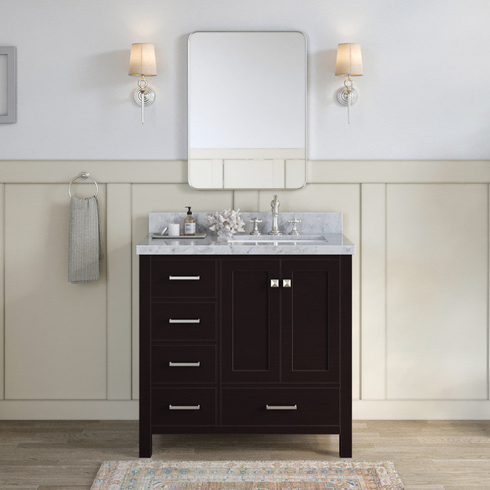 Cambridge 37" Bath Vanity With Marble Top With White Basin