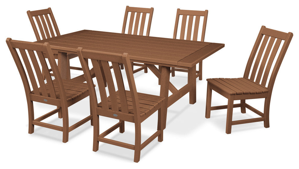 POLYWOOD Vineyard 7-Piece Rustic Farmhouse Side Chair Dining Set