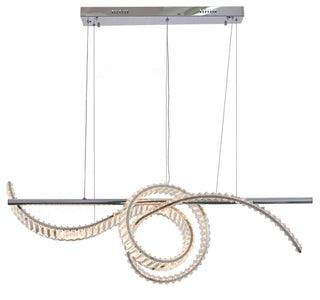 2-Light Dimmable Chrome Steel LED Chandelier With Clear Crystal