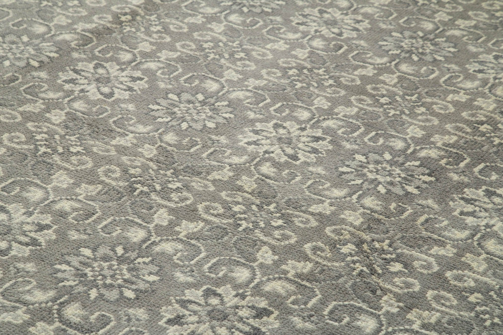 Rug N Carpet - Handmade Oriental 9' 10" x 13' 10" Pastel Grey Oushak Rug