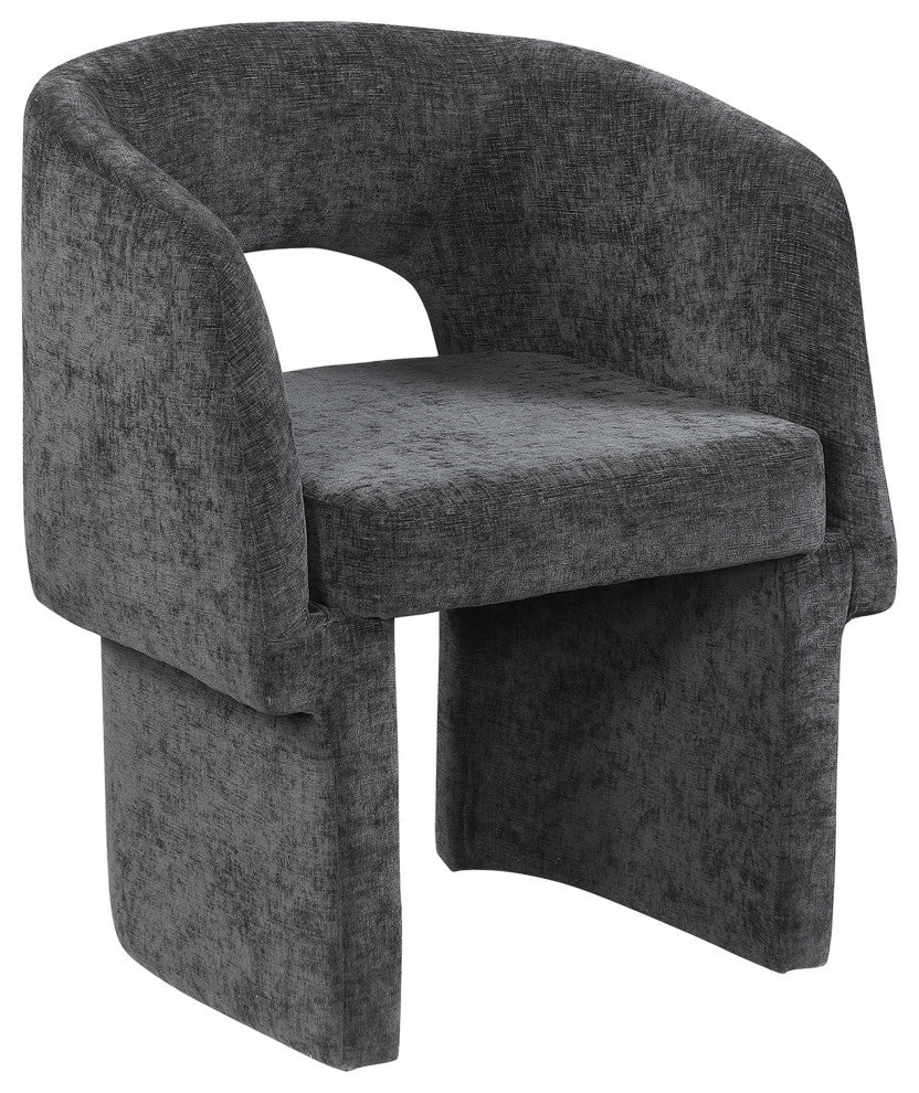 Emmet Boucle Fabric Dining Chair / Accent Chair, Black, Chenille Fabric