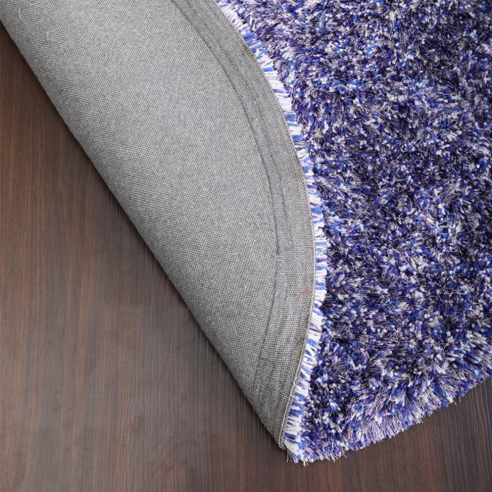 HAND TUFTED SHAG POLYESTER ECO-FRIENDLY AREA RUGS, Blue&White Color, Solid