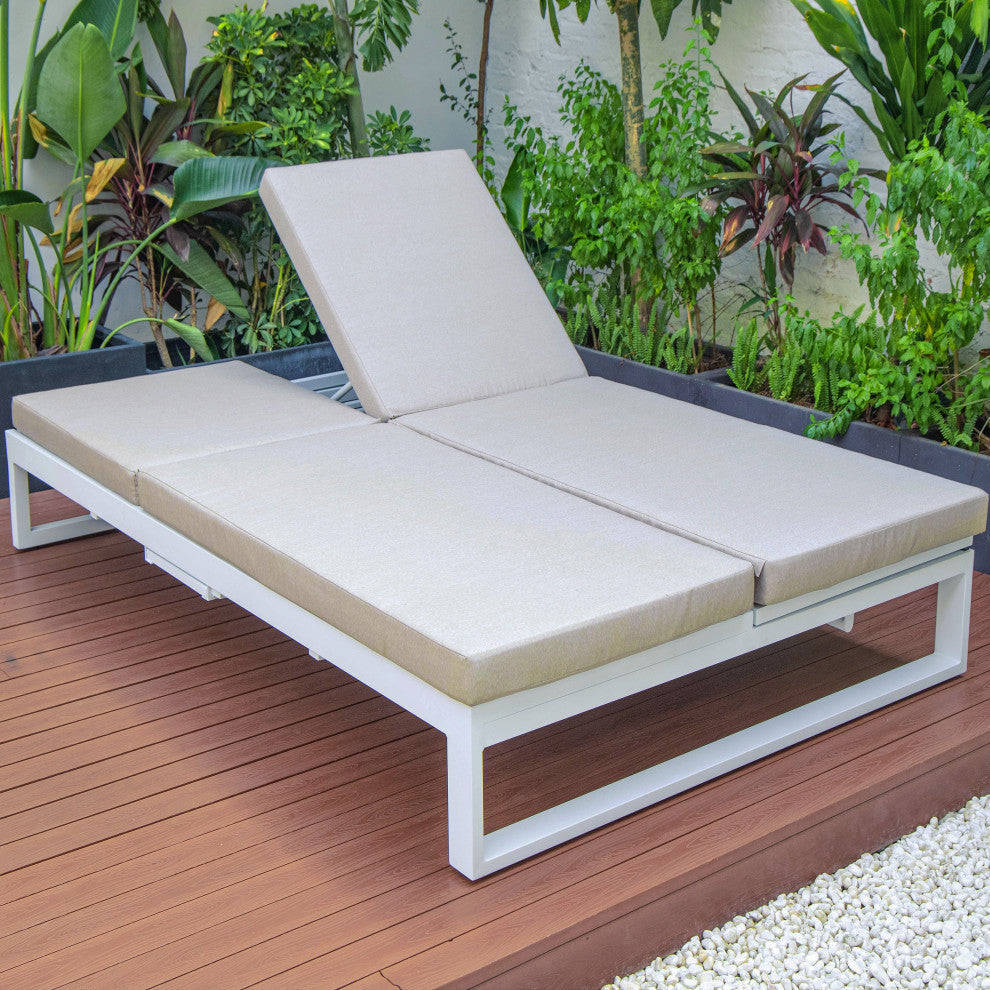 LeisureMod CLW-82BG Chelsea Convertible Lounge Reclining Double Chaise Cushions