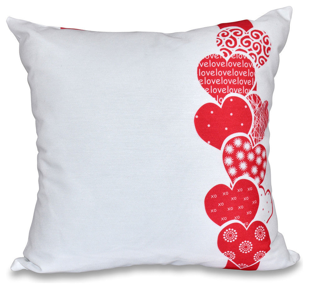Valentine Print Pillow, Red, 16"x16"