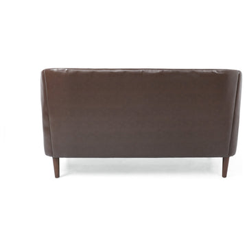 Jelm Contemporary Tufted Loveseat, Dark Brown, Pu + Birch
