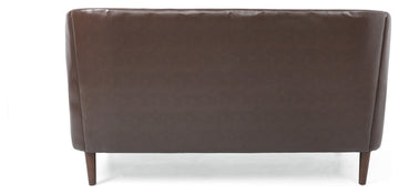 Jelm Contemporary Tufted Loveseat, Dark Brown, Pu + Birch