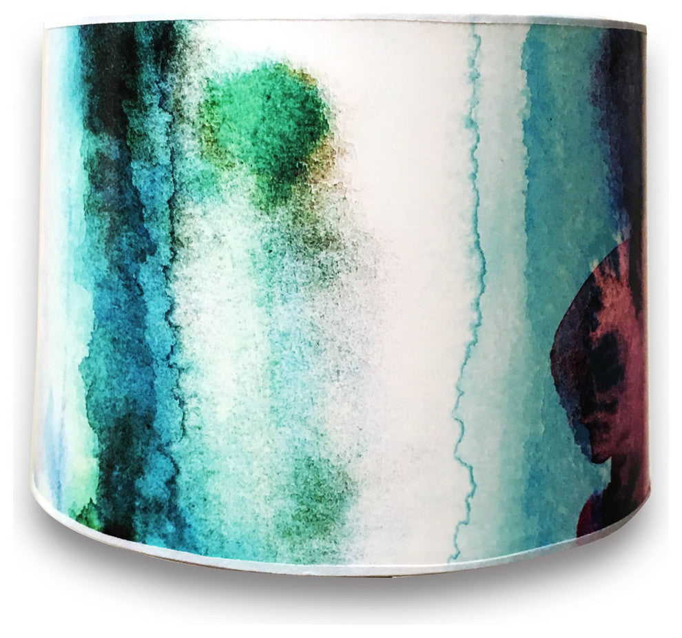 Decorative Handmade Lamp Shade, Water Color Painting Design, 10"x10"x8
