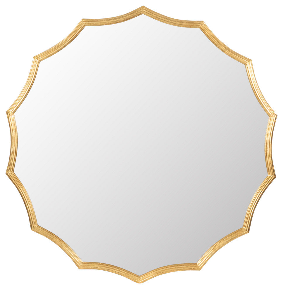 Gewnee Round Sunburst Wall Mirror with Gold Finish
