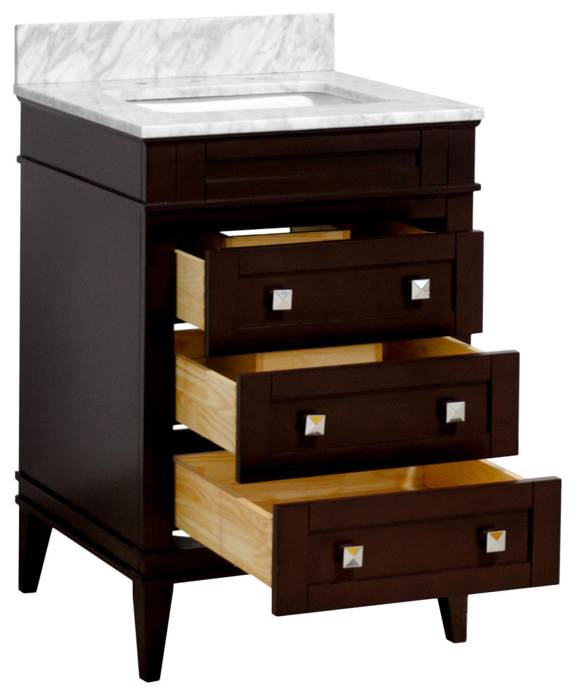 Eleanor 24" Bathroom Vanity, Chocolate, Carrara Marble