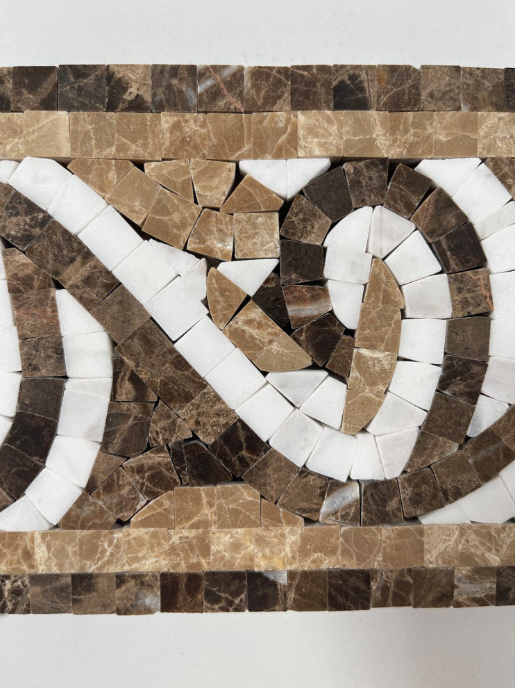 Marble Mosaic Border Listello Tile Garden Emperador 4.7x15.7 Polished, 1 piece