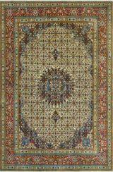 Fine Vintage Distressed Colby Ivory/Red Rug, 6'6x9'8