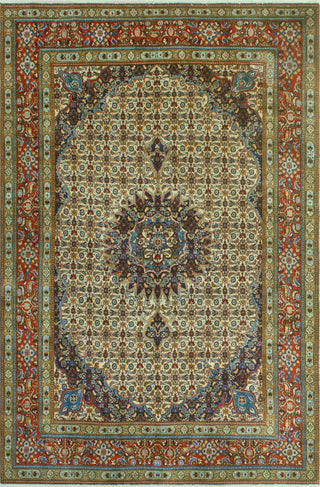 Fine Vintage Distressed Colby Ivory/Red Rug, 6'6x9'8