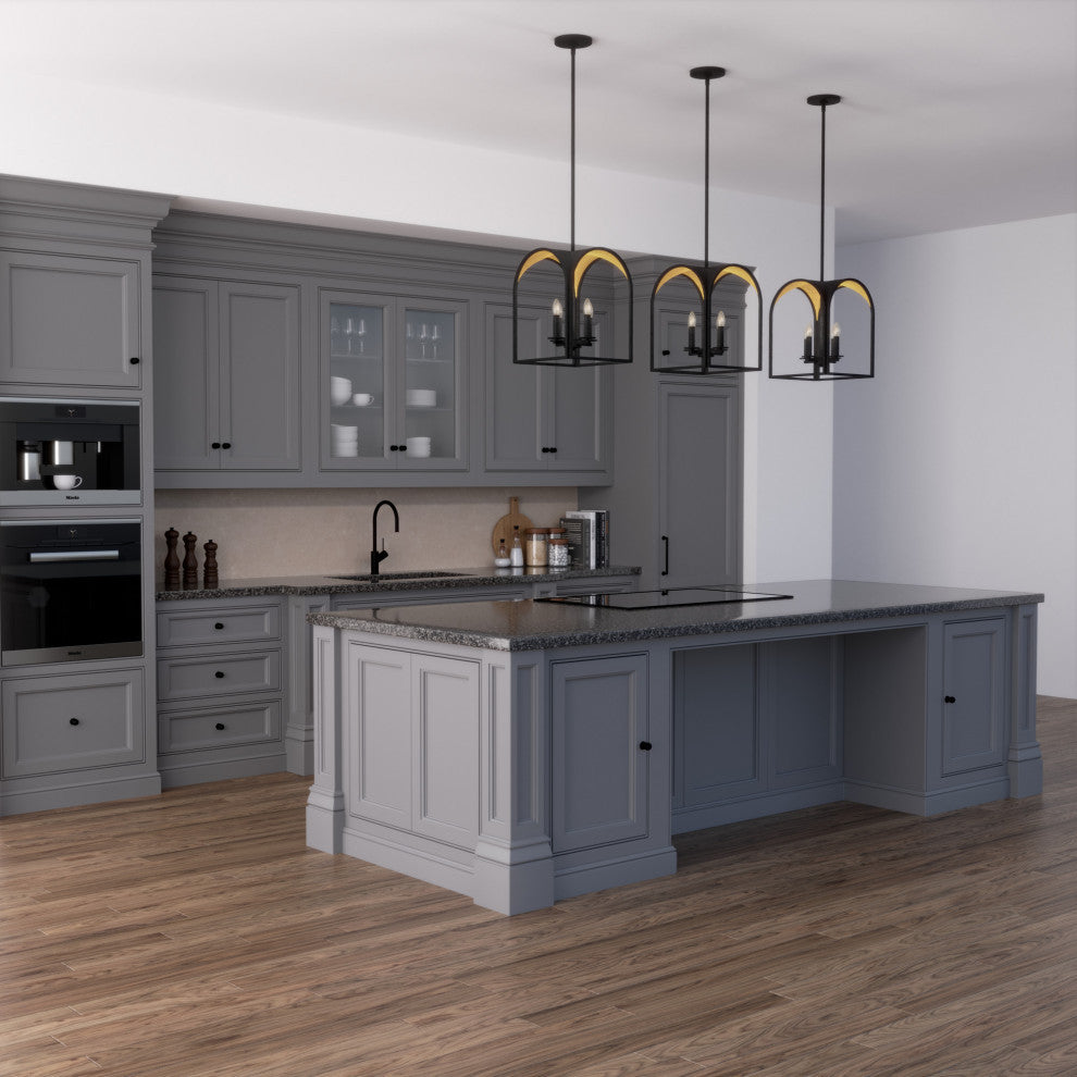 Hunter 12" Dukestown Natural Iron and Gold Leaf 4-Light Pendant Ceiling Light