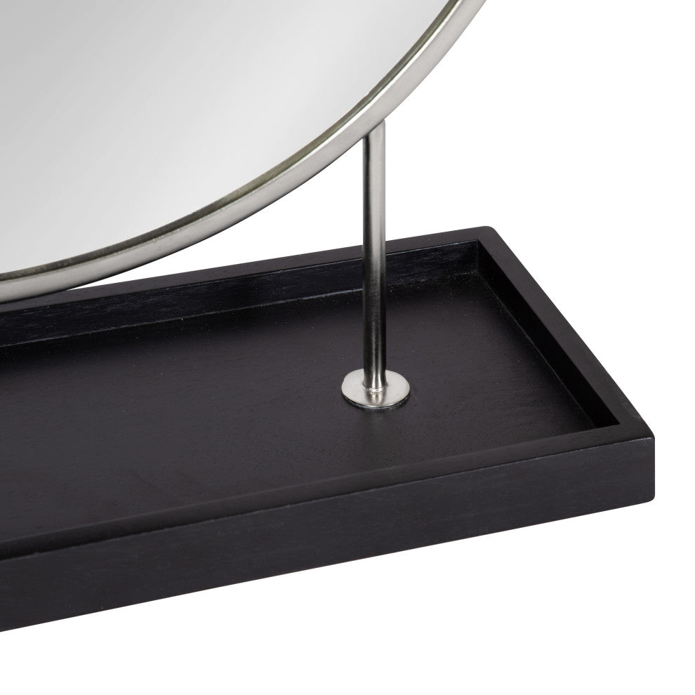 Maxfield Round Tabletop Mirror, Silver, 18x22