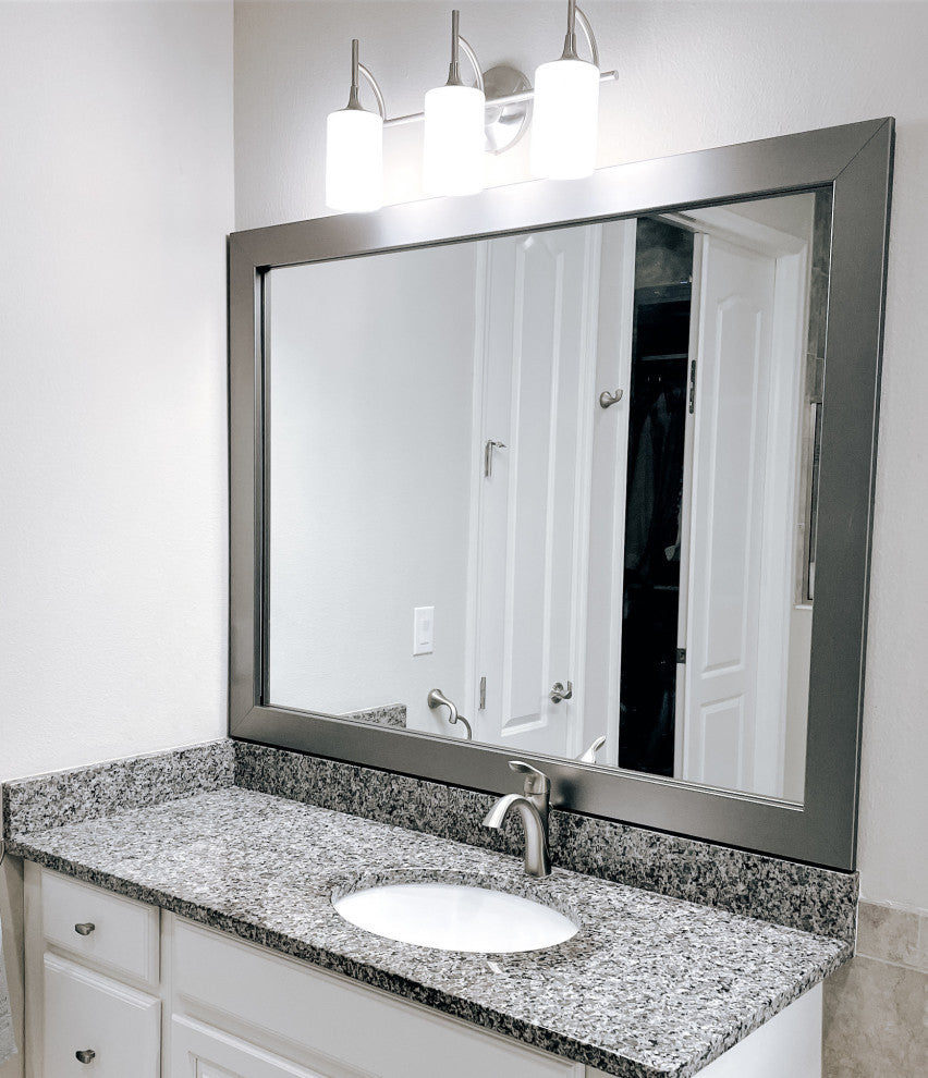 Pendleton Framed Wall Mirror, Satin Nickel, 28" X 24"