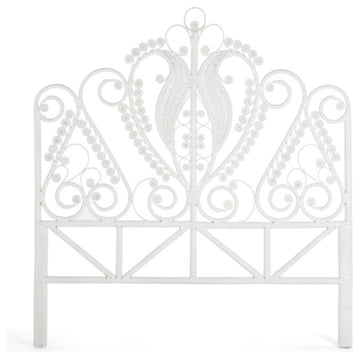 Peacock Rattan Headboard, White, King