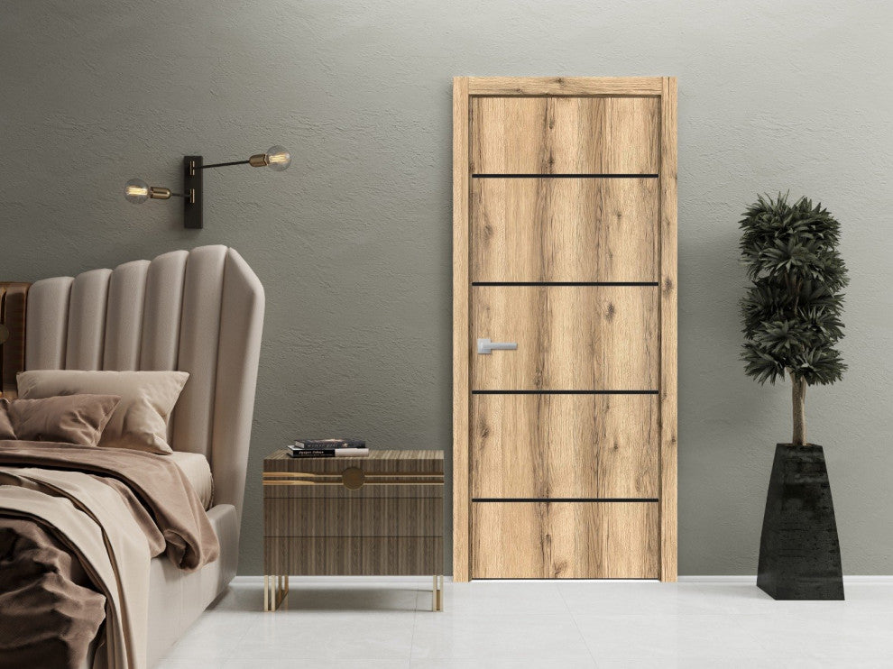 Solid French Door 28 x 80 | Planum 0015 Oak with| Bathroom