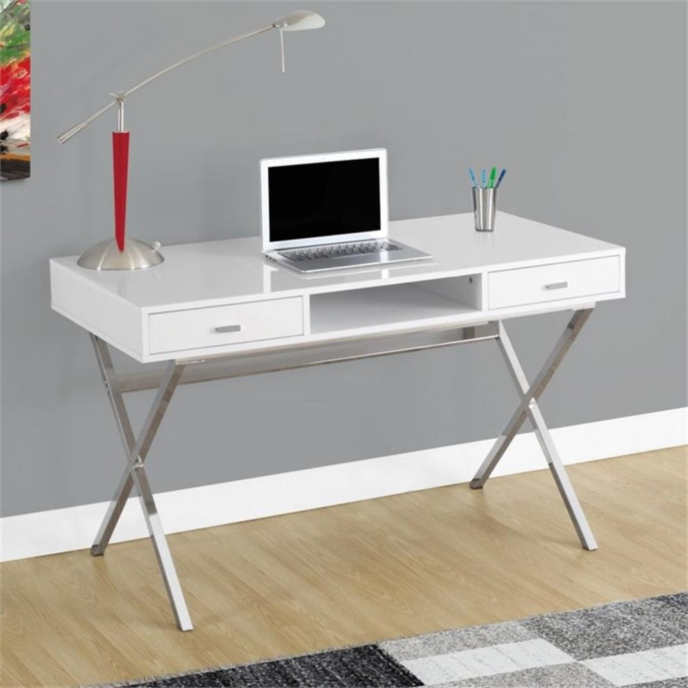 Computer Desk Home Office Laptop 48"L Work Metal Glossy White