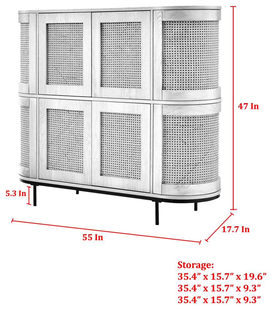 Loft Lyfe Darrius Cabinet, Storage, 4-Door, 55Lx17.7Wx47H, Black
