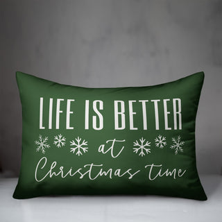 Green Life Is Better At Christmas Time 20x14 Spun Poly Pillow
