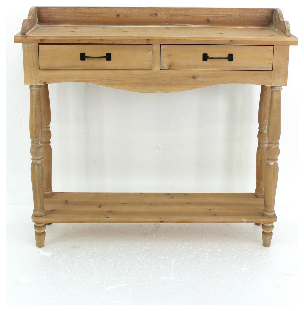 11.75" x 42" x 38.5" Natural 2 Drawer Rustic Unfinished Dressing End Table