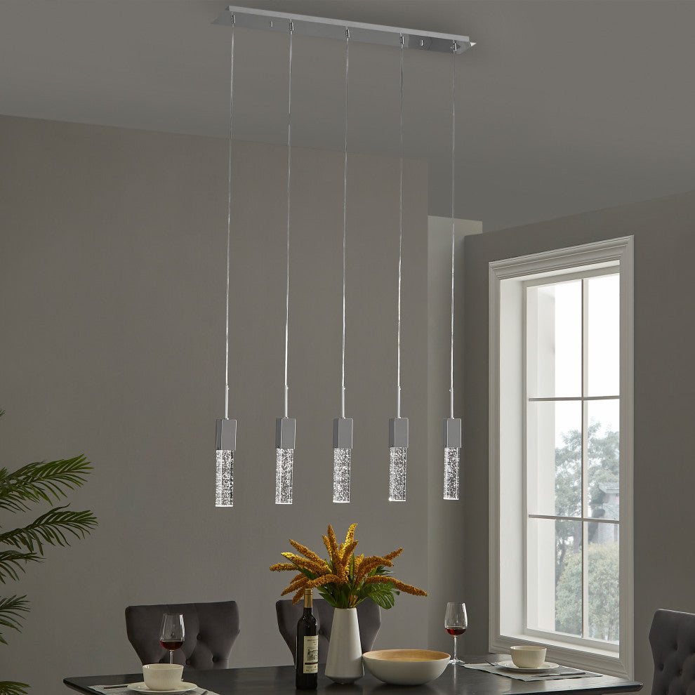 Rectangular Crystal Chandelier // 5 Light