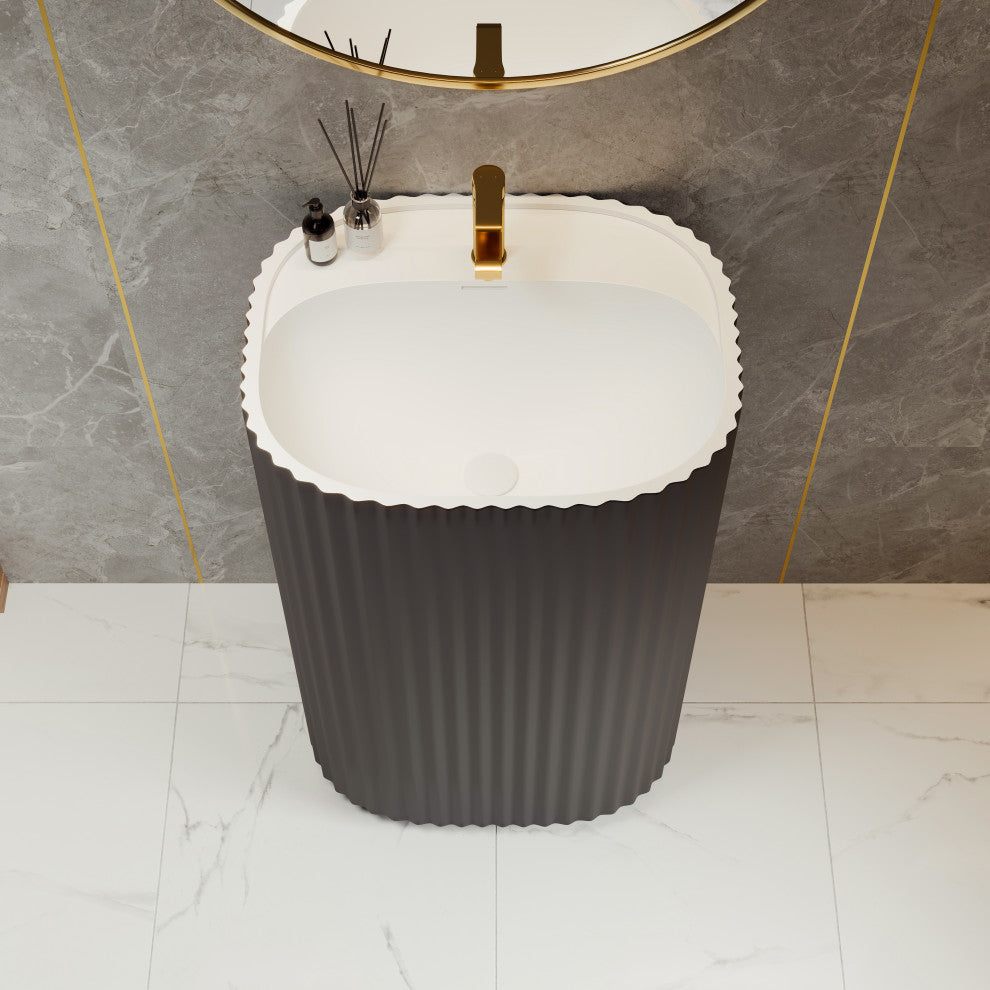 Eviva Haven 20" Dark Gray Solid Surface Pedestal Sink