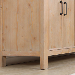 Leon Bath Vanity With Composite Stone Top, Fir Wood Brown, 72", No Mirror