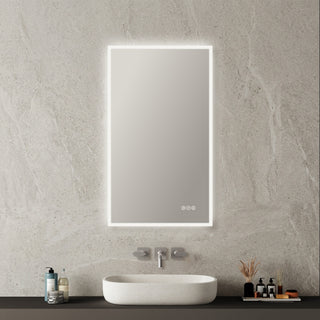 Fogless, Dimmable, Color Temperature Adjustable LED Mirror, 21x36