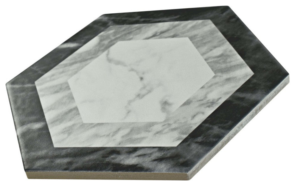 Classico Bardiglio Hex Geo Porcelain Floor and Wall Tile