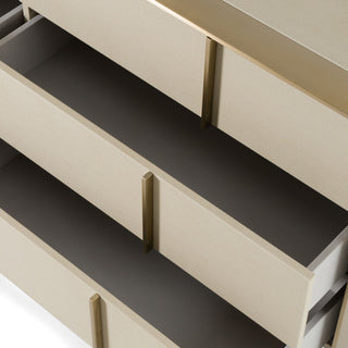 Cartier Beige Velvet + Brushed Brass 4-Piece Bedroom Set, California King