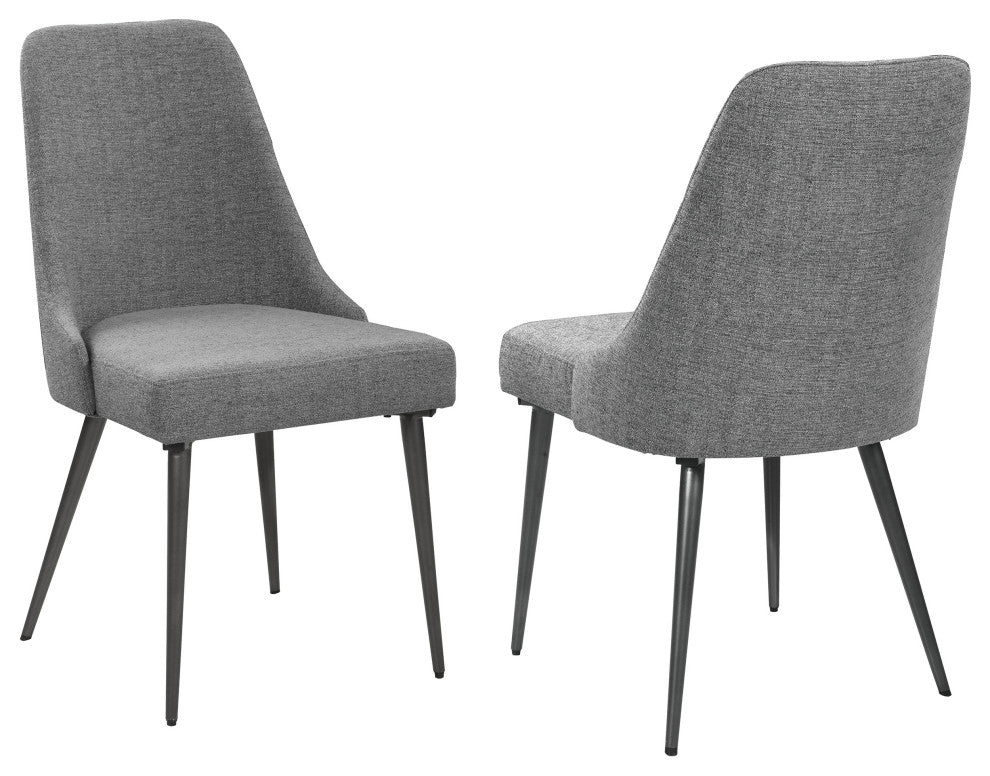 Alan Fabric Upholstered Dining Side Chair Grey, Set of 2