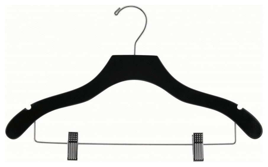 Wooden Wavy Combo Hanger, Black/Chrome Finish, Box of 50