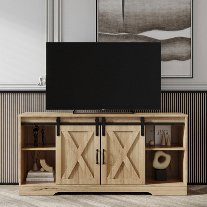 Farmhouse Wood Entertainment Center Modern Storage Cabinet TV Table with Rustic