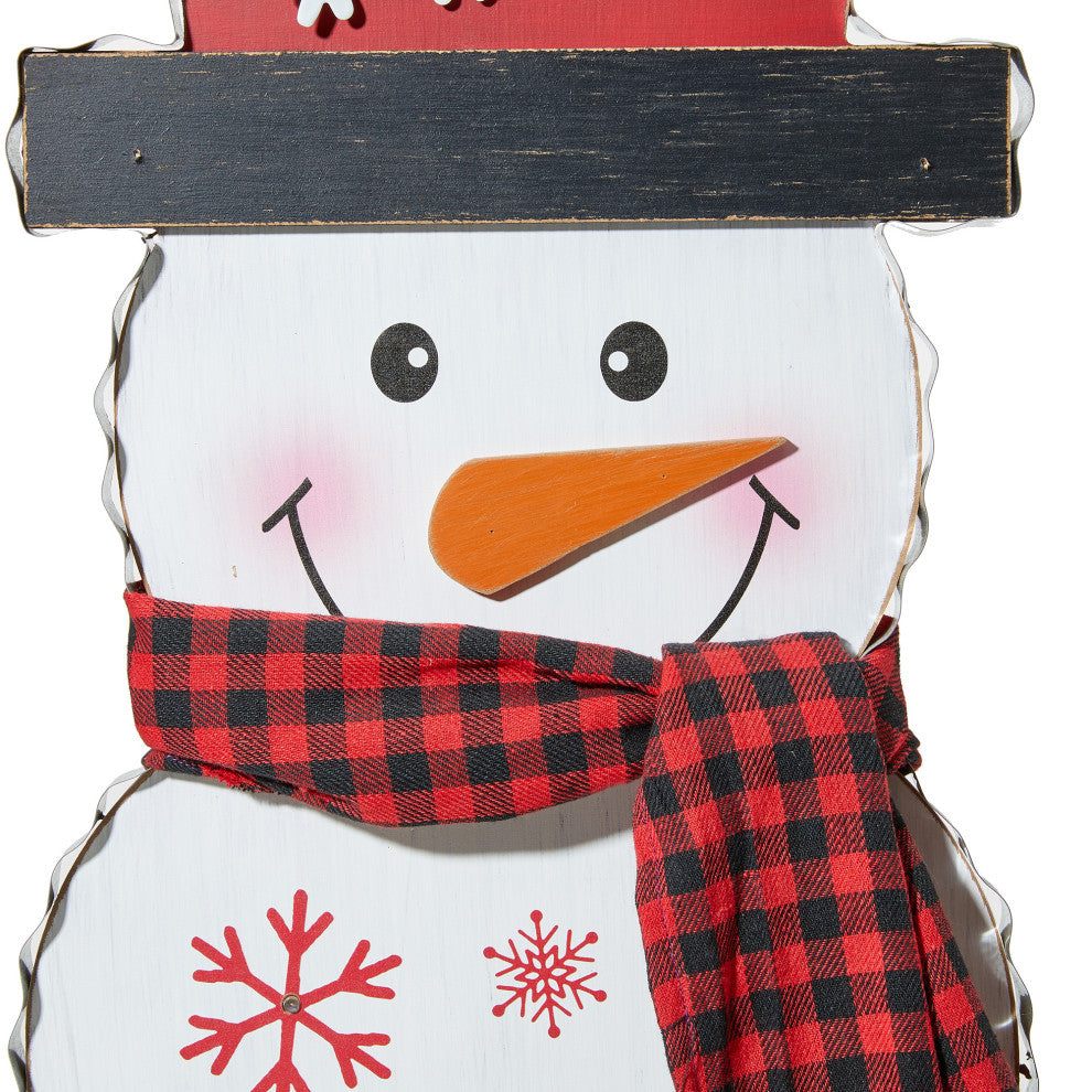 36"H Lighted Wooden Christmas Snowman Porch Decor