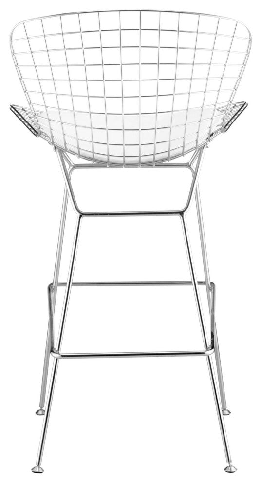 Bar Stool Chair Barstool, Set of 2, Steel Metal, Chrome, Mid Century Cafe