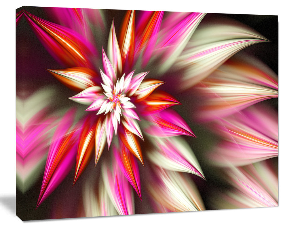 Exotic Red Fractal Spiral Flower, Oversized Abstract Canvas Art Print, 60x40