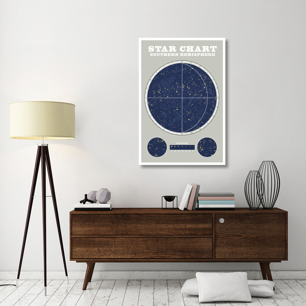 "Southern Star Chart Blue Gray" Digital Paper Print by Sue Schlabach, 34"x50"
