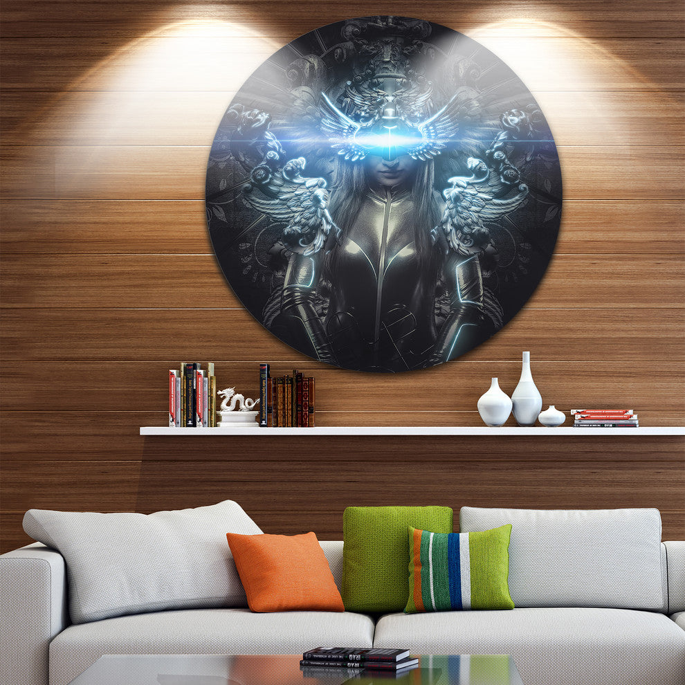 Woman Suit With Relief, Abstract Digital Art Round Wall Art, 11"
