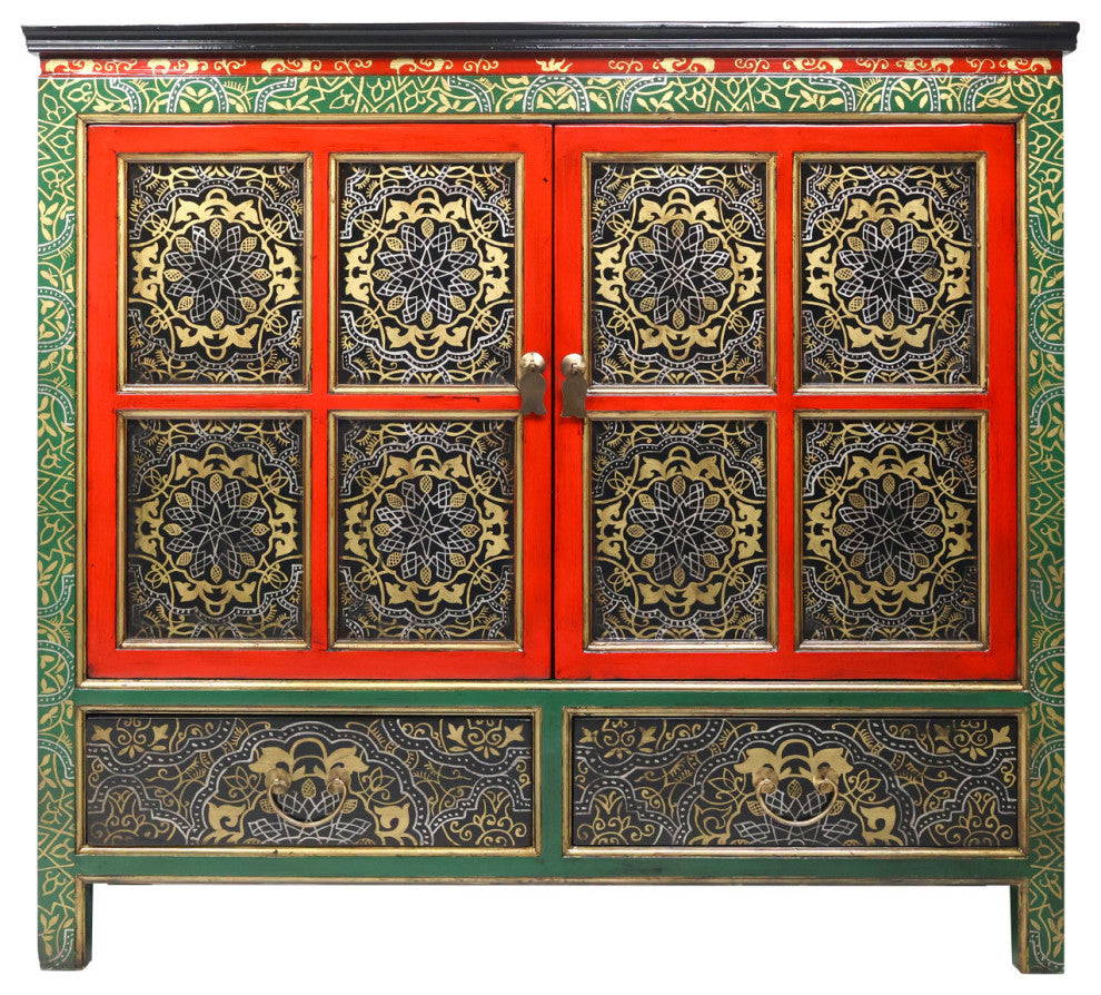 47" Tibetan Cabinet Hand Painted
